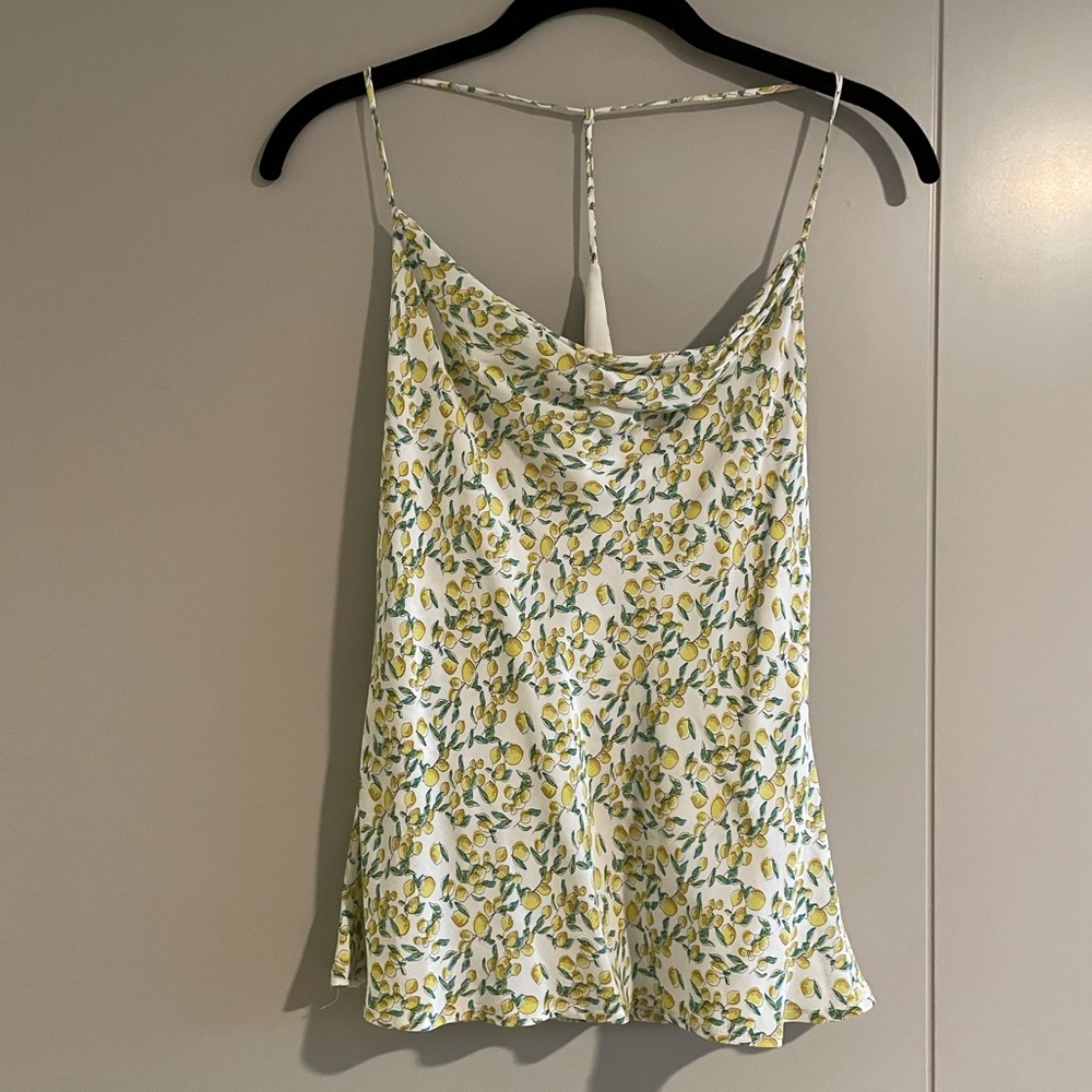 ASTR lemon cowl neck racer back top